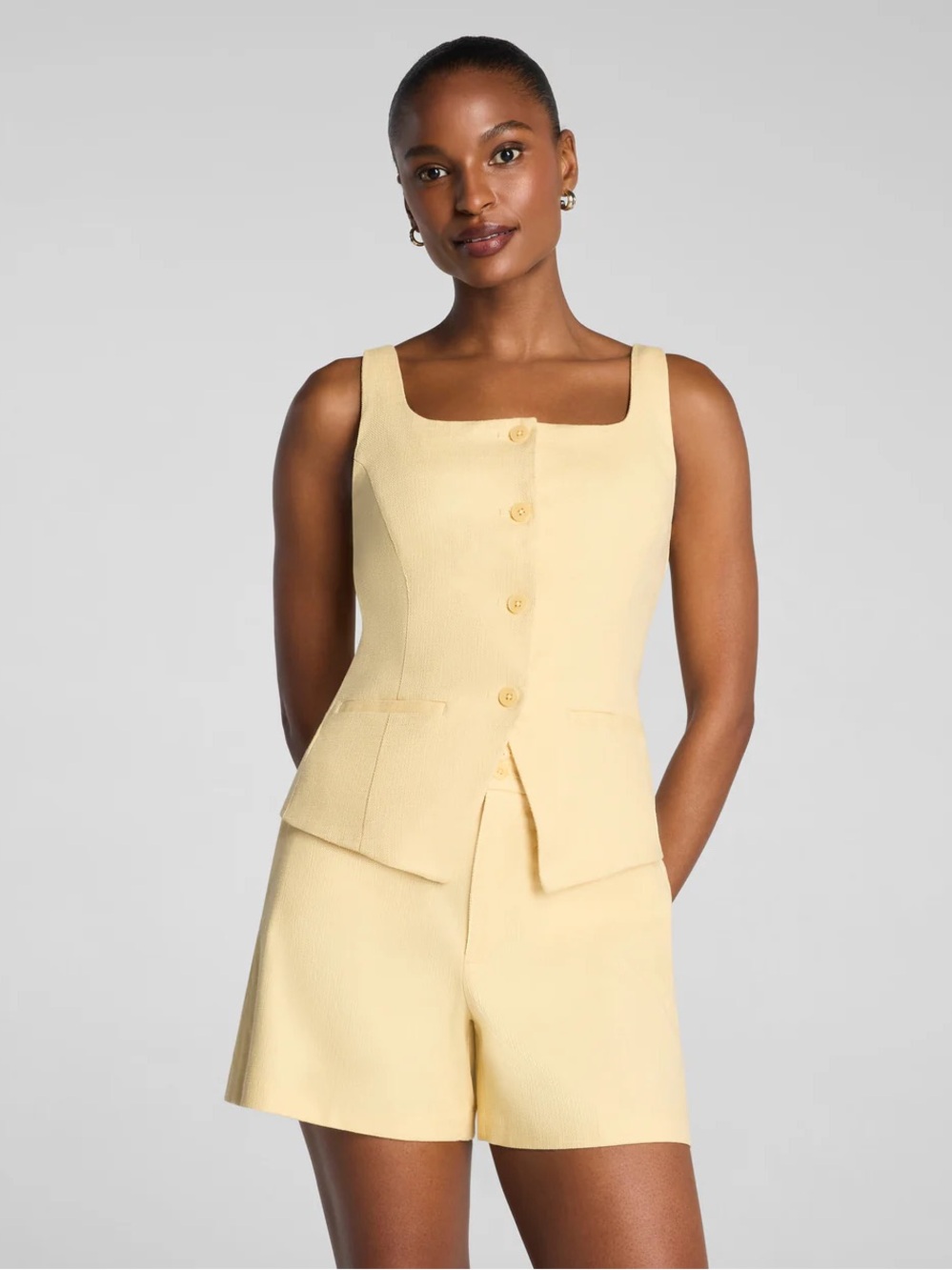 NWT SPANX EasyBreezy Linen Blend Vest XS Sunbeam